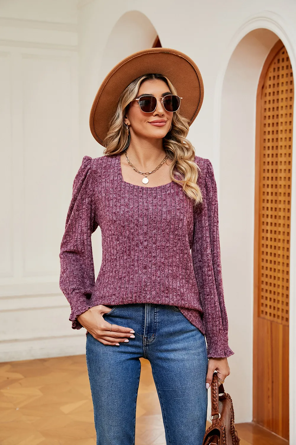 Square Neck Puff Sleeve Top, image 21