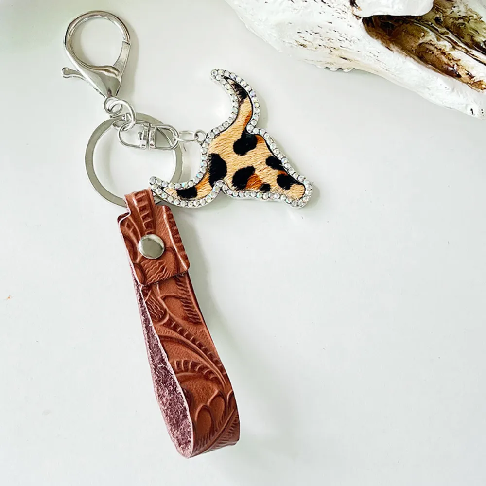 Rhinestone Bull Keychain, image 8