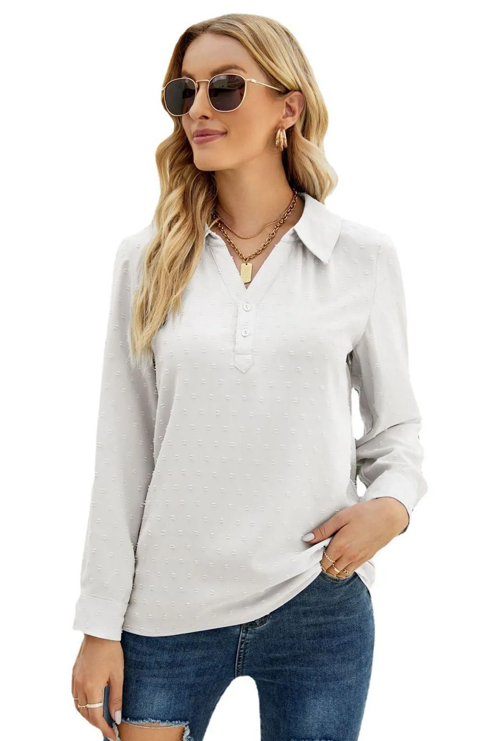 Swiss Dot Johnny Collar Blouse, image 18
