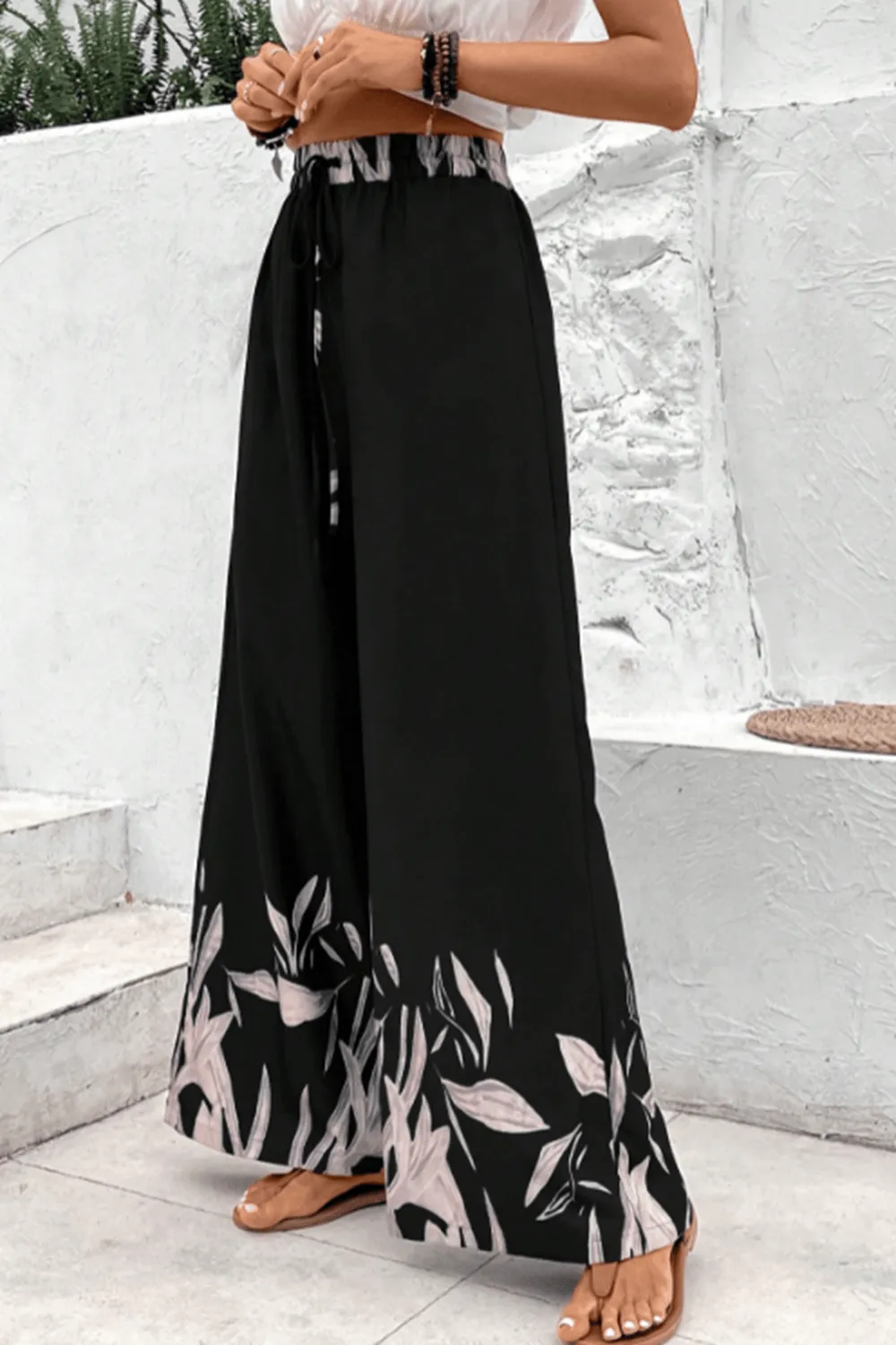 Drawstring High Waist Relax Fit Long Pants, image 2