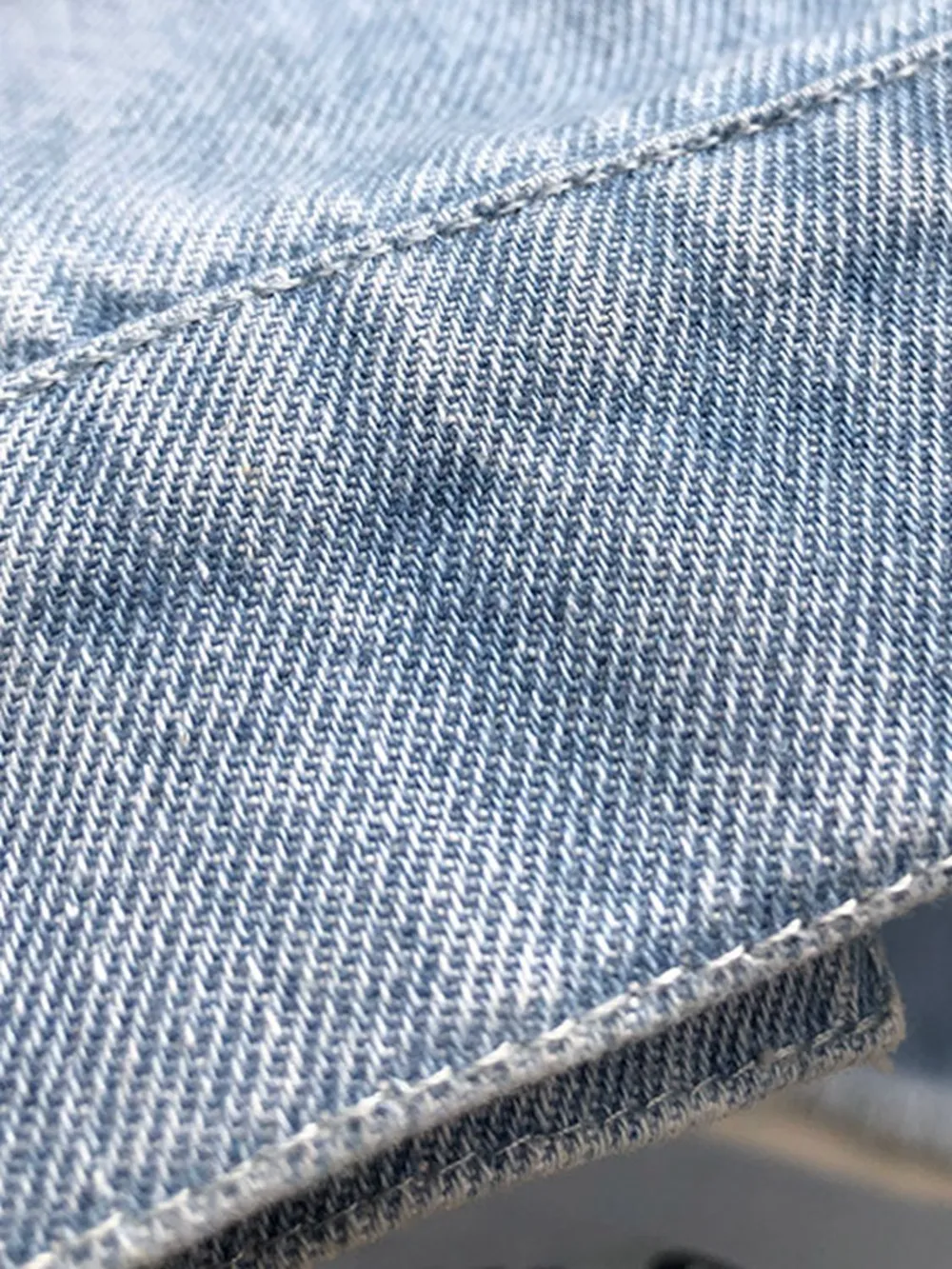 Raw Hem Collared Neck Long Sleeve Denim Jacket, image 4