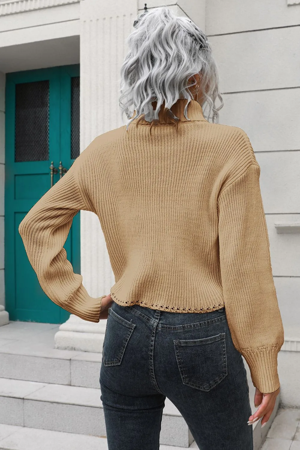 Turtleneck Dropped Shoulder Sweater, image 9