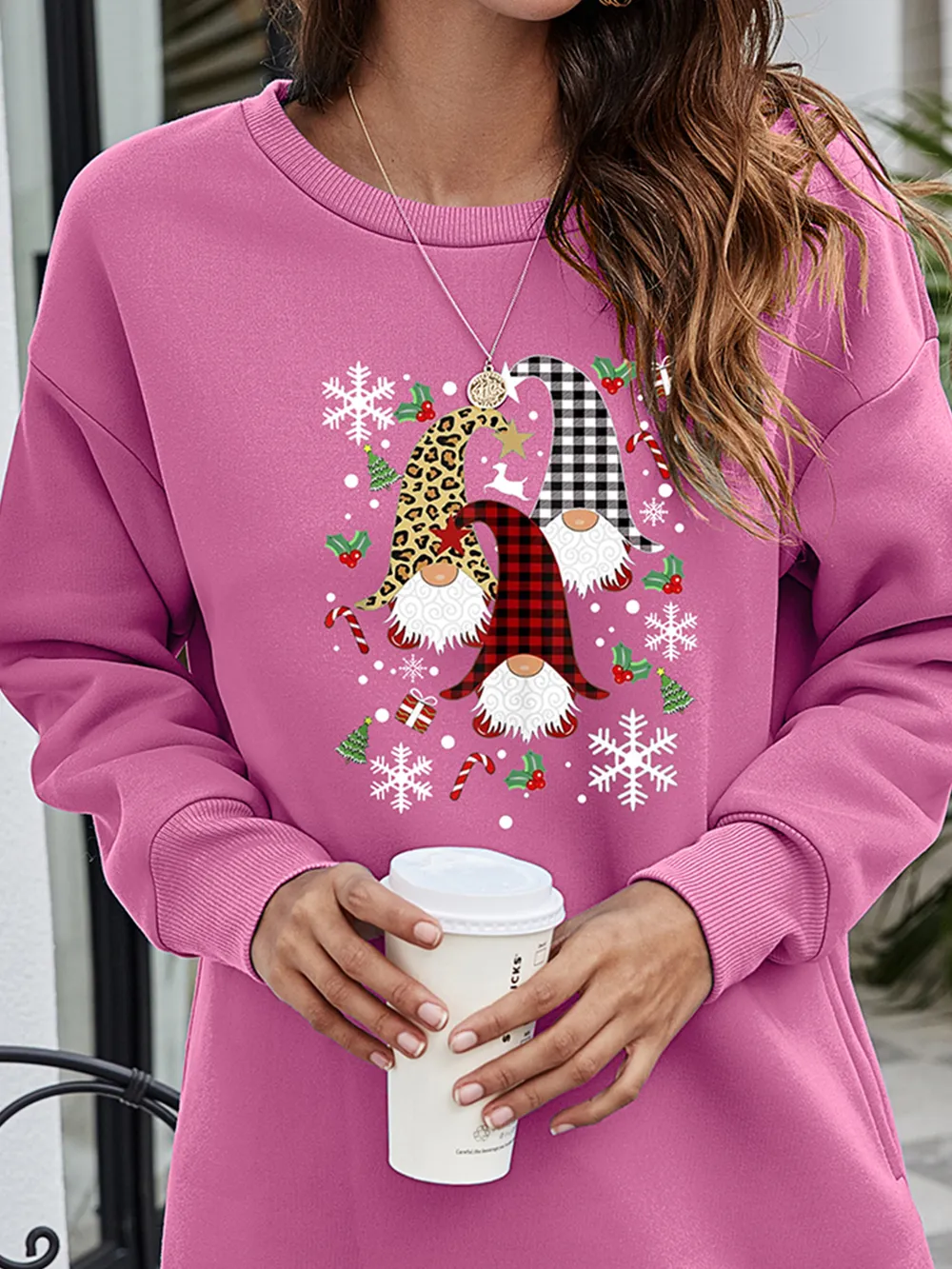 Graphic Round Neck Dropped Shoulder Sweatshirt, image 13