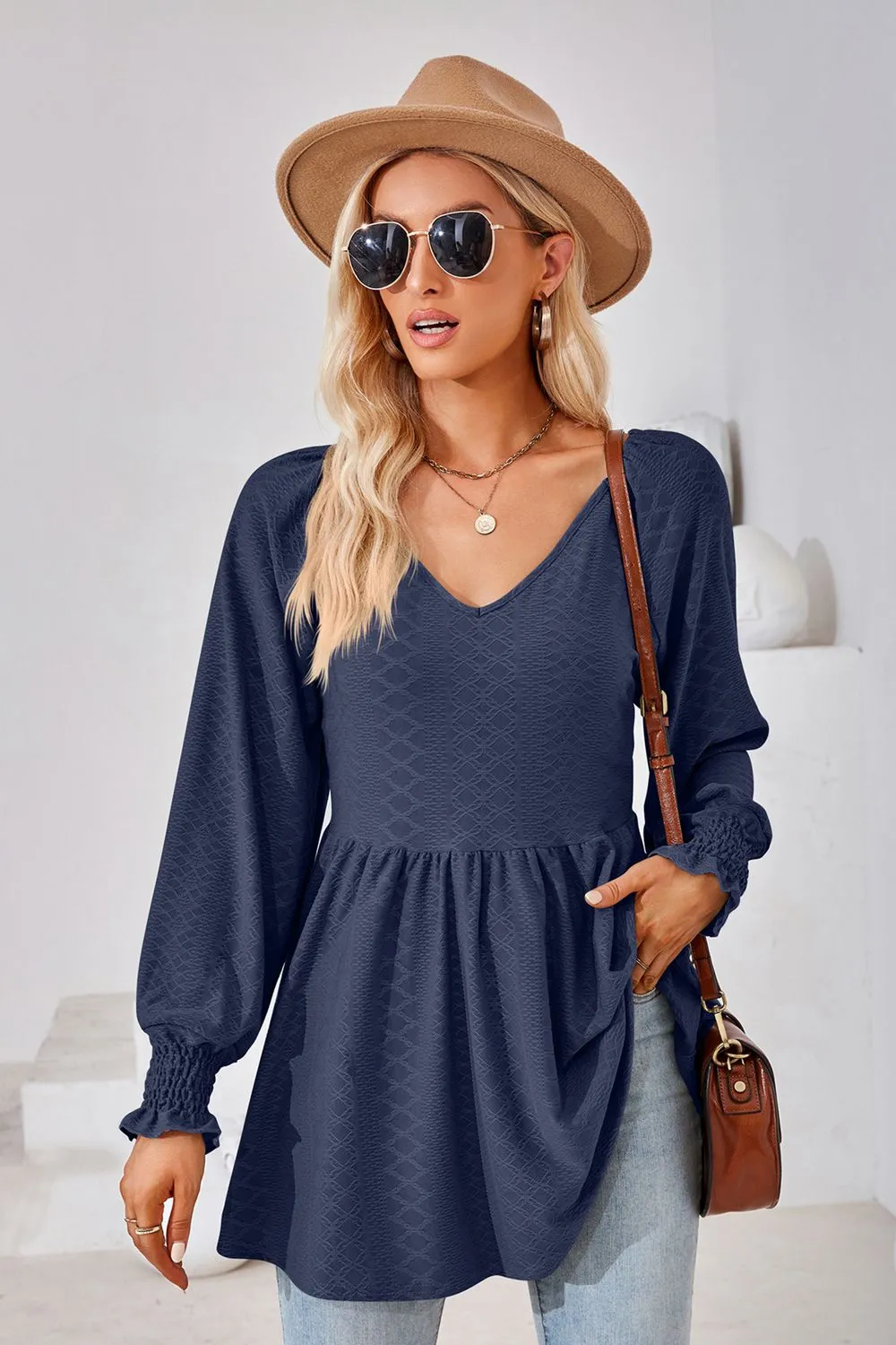 V-Neck Lantern Sleeve Blouse, image 25