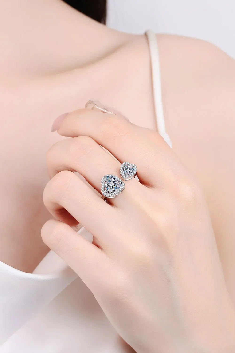 Heart-Shape Moissanite Open Ring, image 5