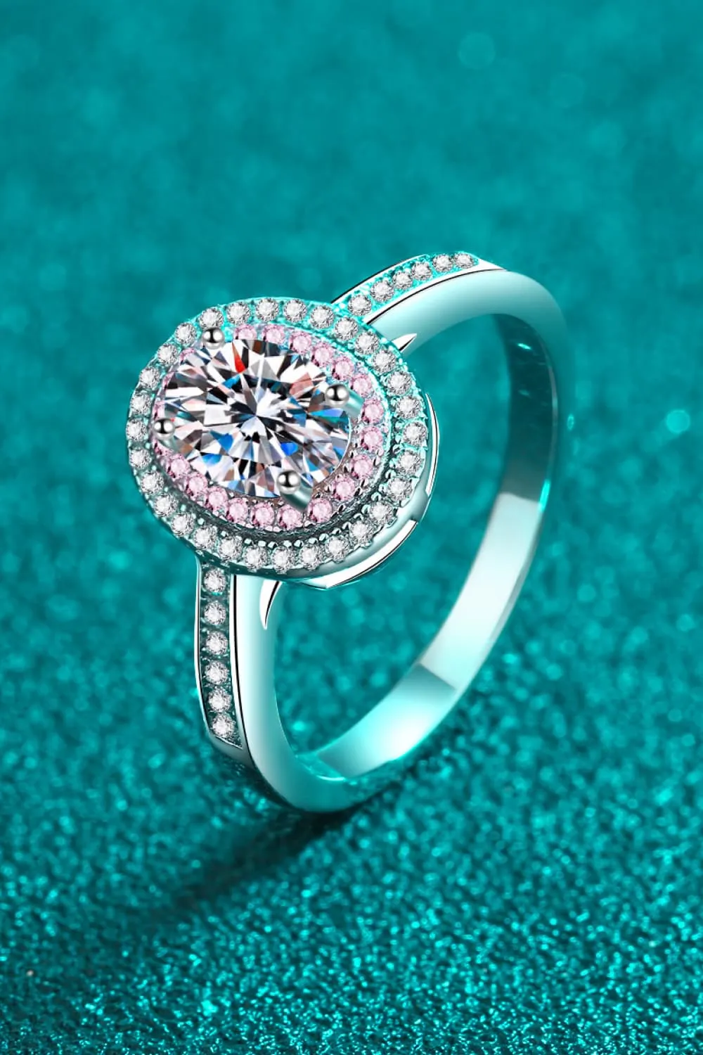 1 Carat Moissanite 925 Sterling Silver Halo Ring, image 3