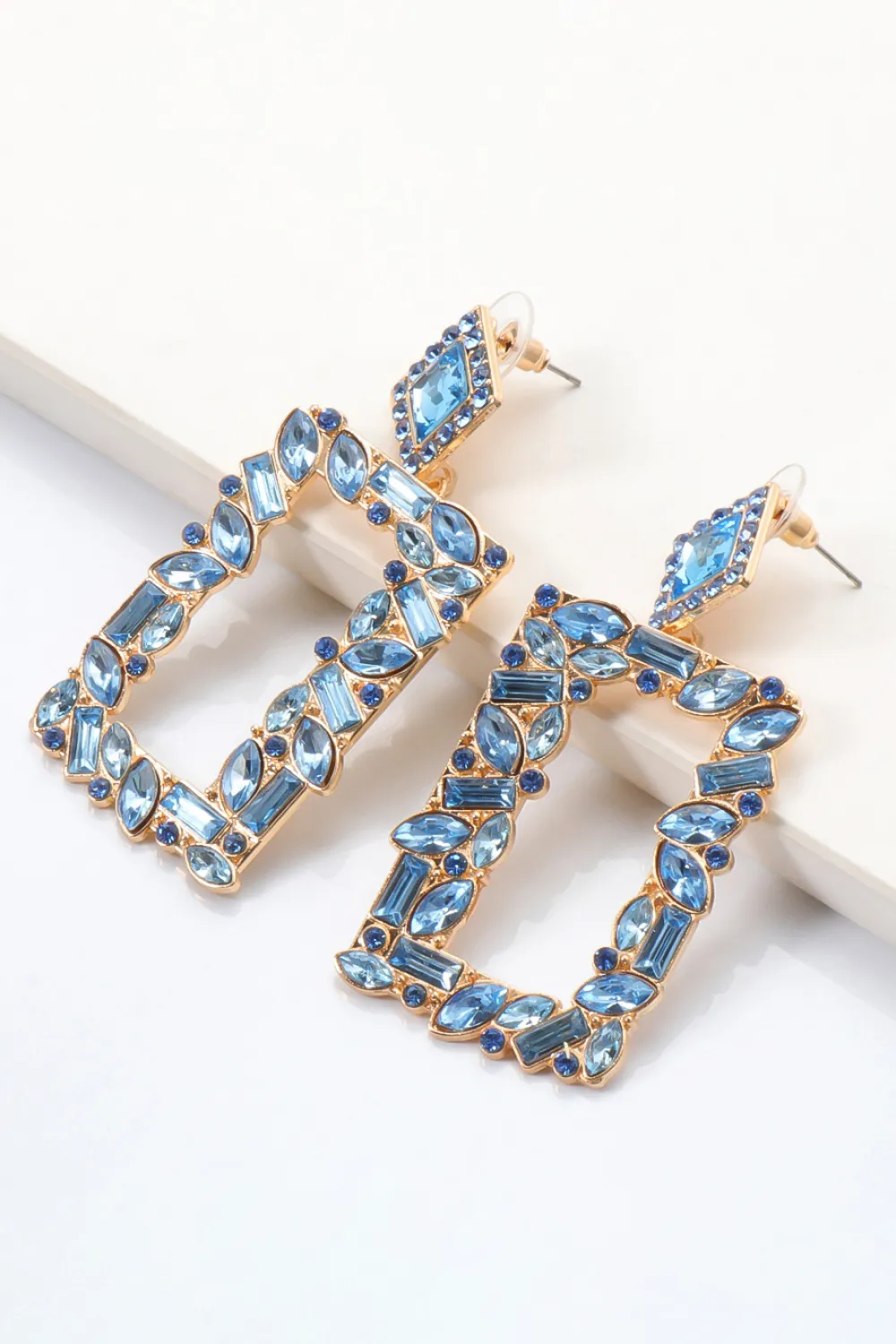 Square Shape Glass Stone Dangle Earrings, image 21