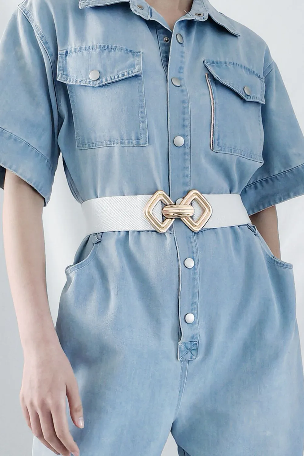 Geometric Buckle Elastic Wide Belt, image 2