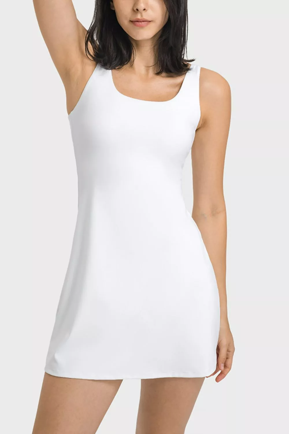 Square Neck Sports Tank Dress with Full Coverage Bottoms, image 2