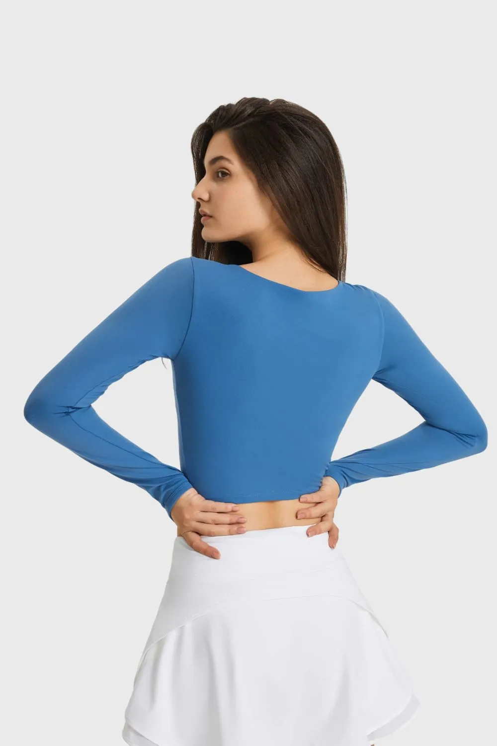 Cutout Long Sleeve Cropped Sports Top, image 3