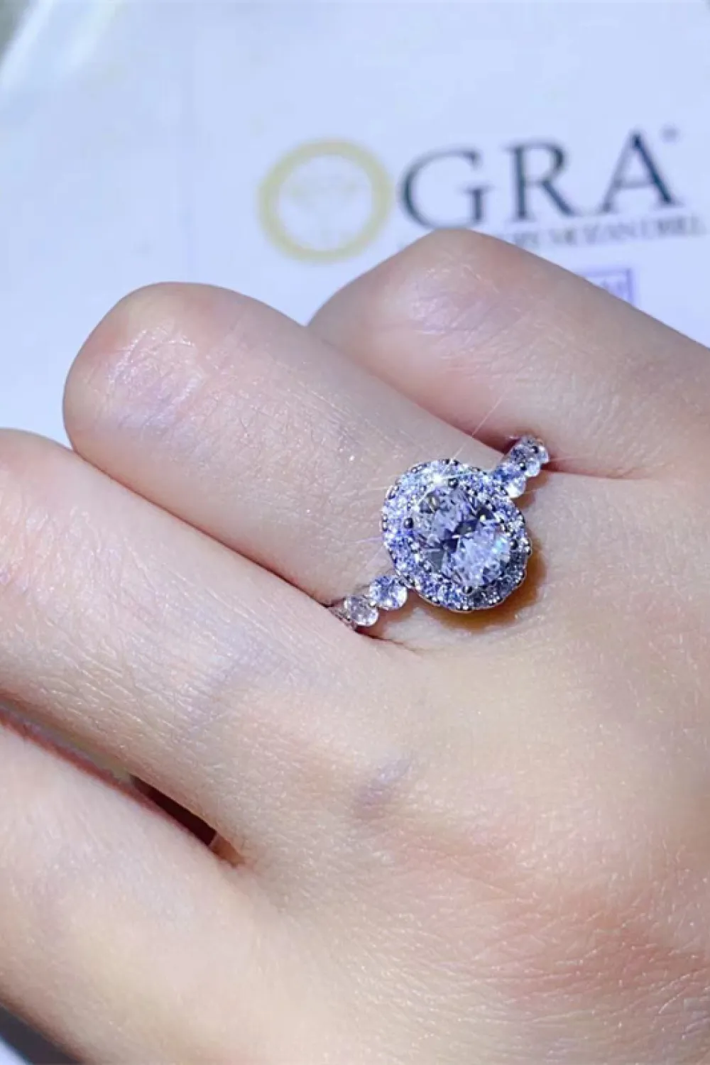 1 Carat Moissanite 925 Sterling Silver Halo Ring, image 2
