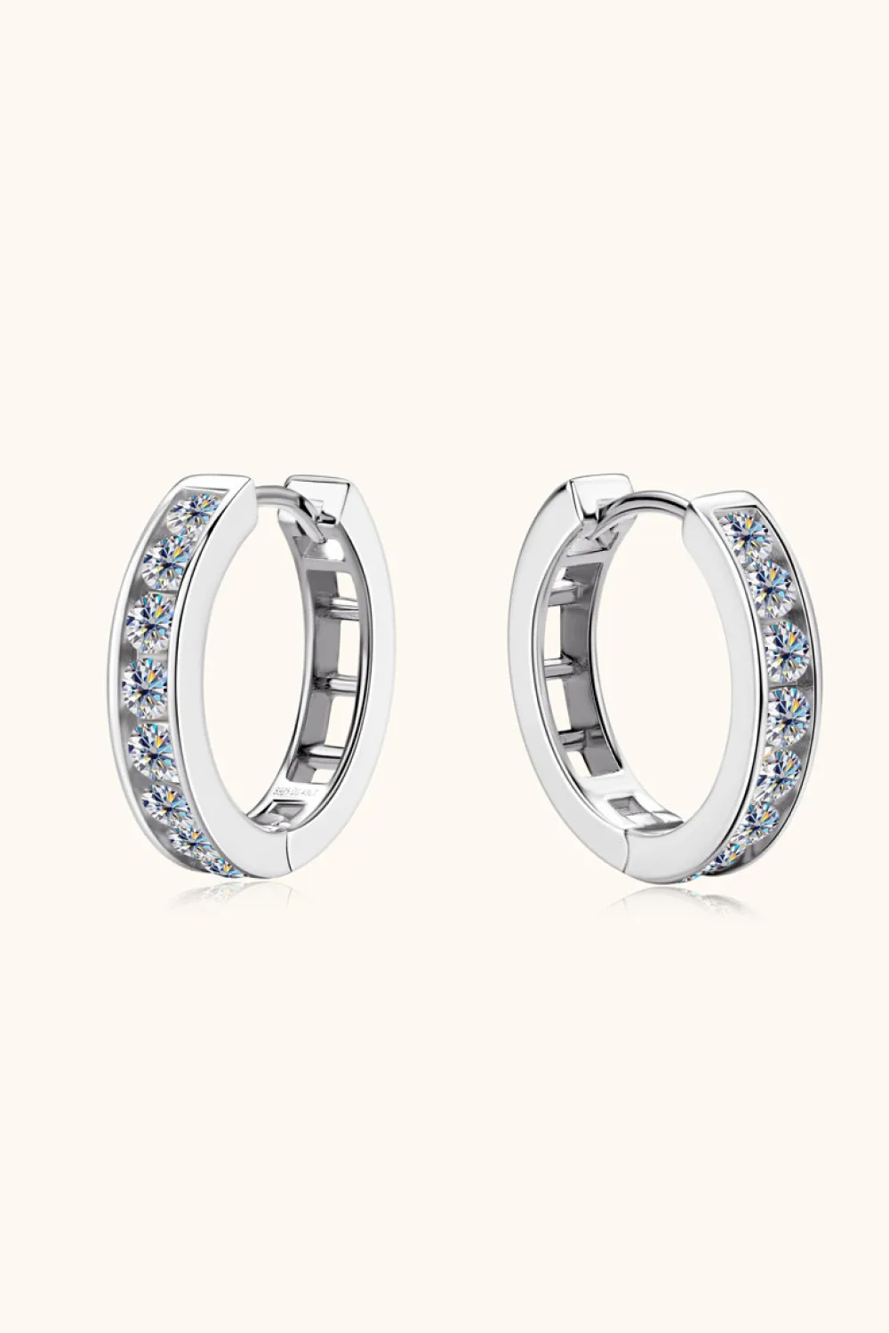 Moissanite 925 Sterling Silver Huggie Earrings, image 2