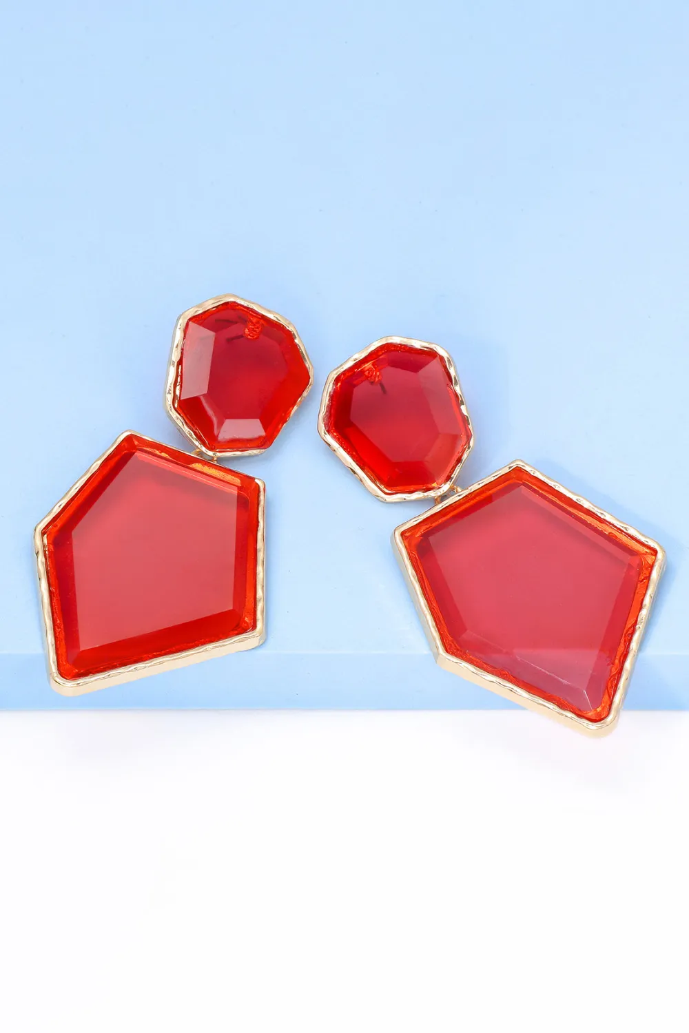 Geometrical Shape Zinc Alloy Frame Resin Dangle Earrings, image 19