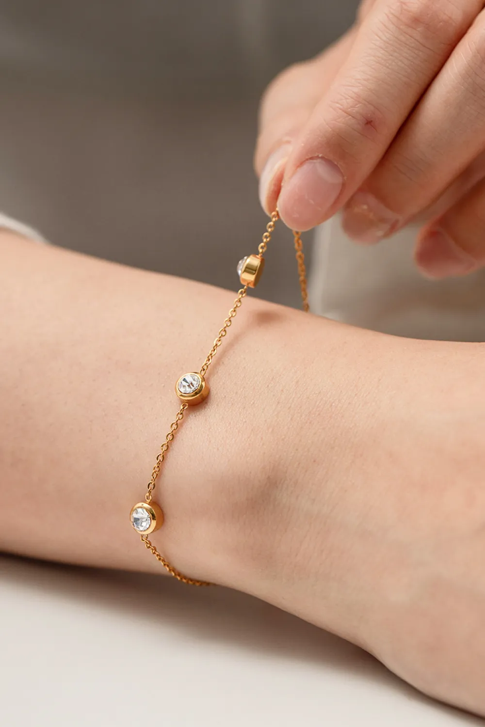 Inlaid Zircon Stainless Steel Bracelet, image 2