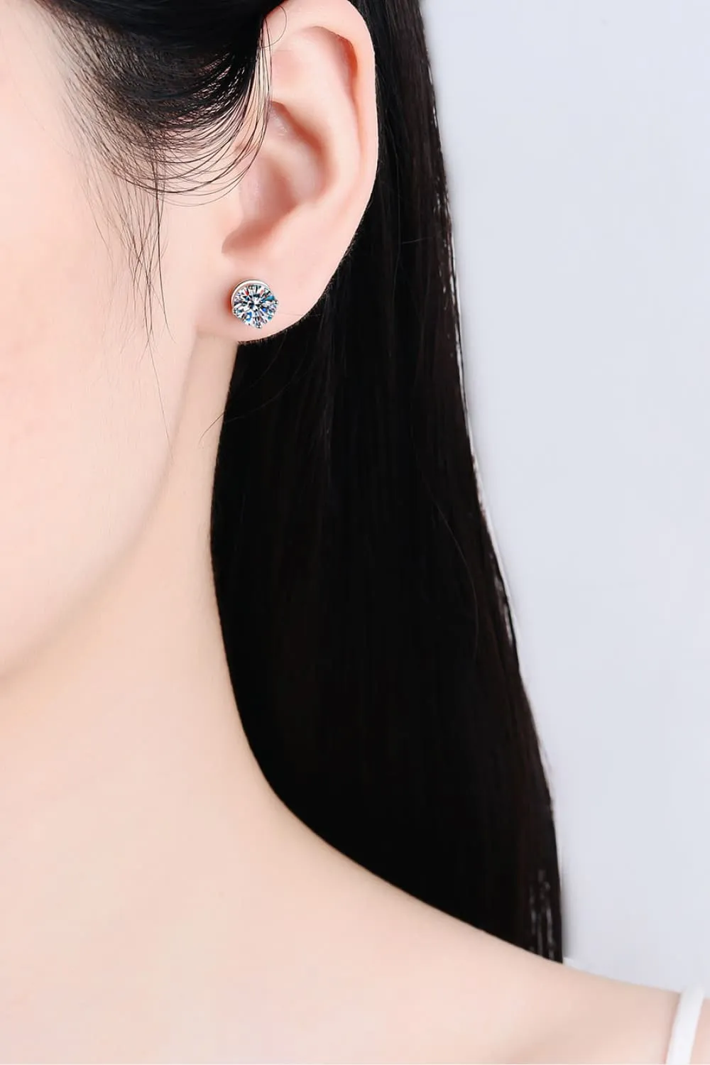 2 Carat Moissanite Rhodium-Plated Stud Earrings, image 2