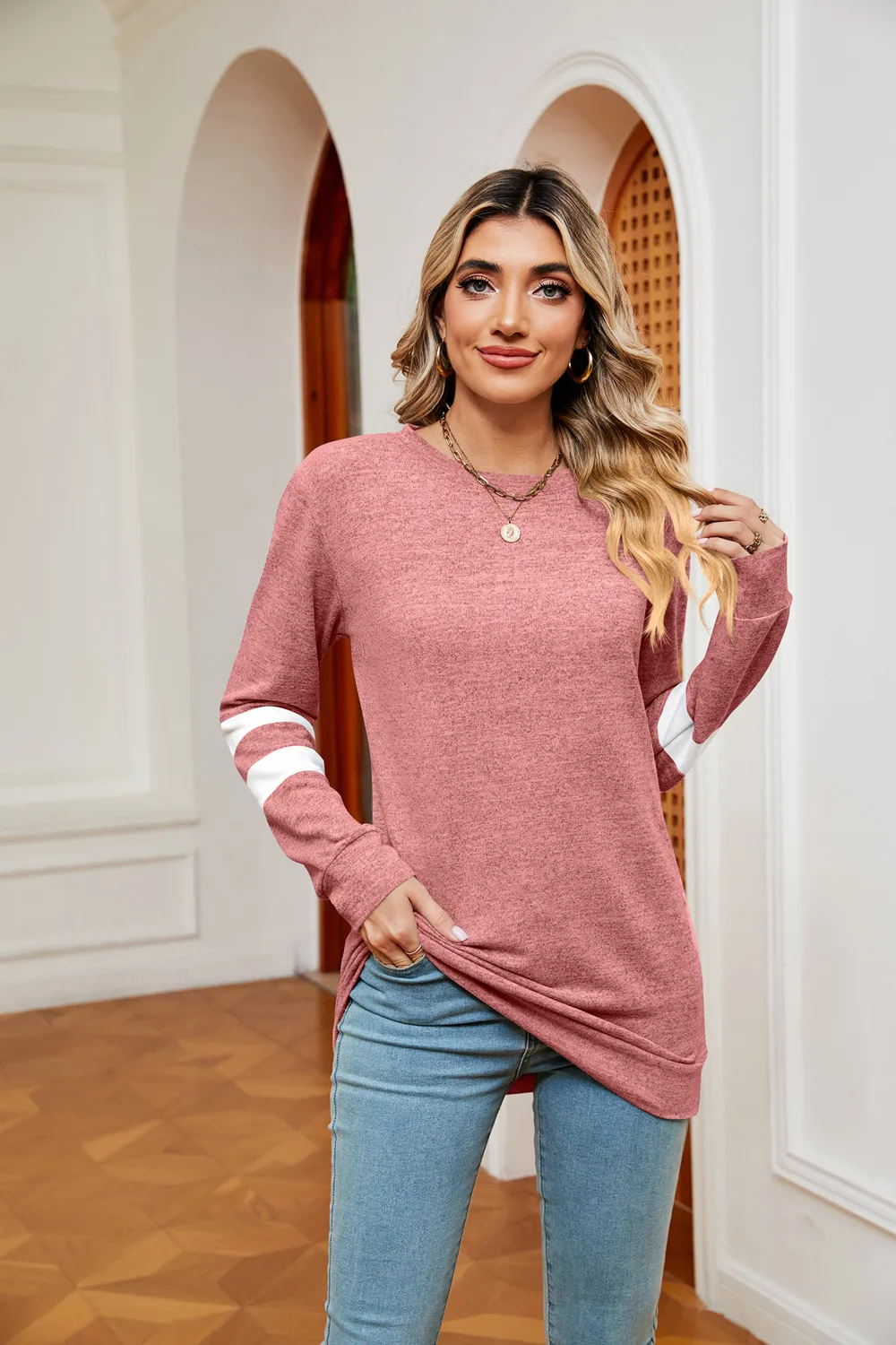 Round Neck Long Sleeve Top, image 3