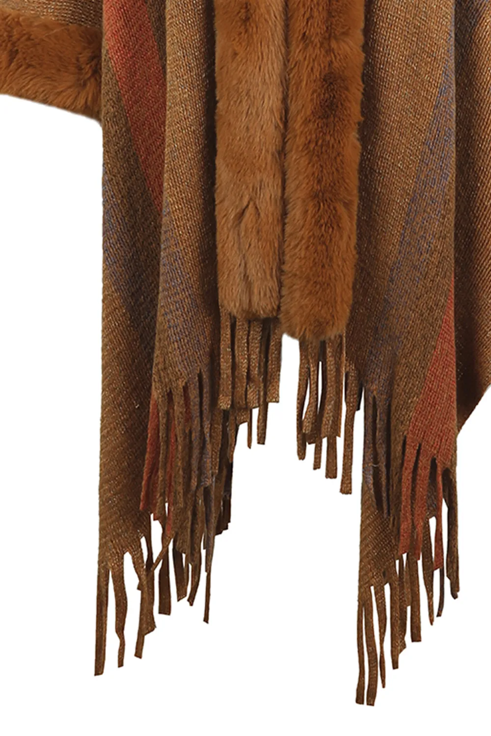 Color Block Fringe Detail Poncho, image 14