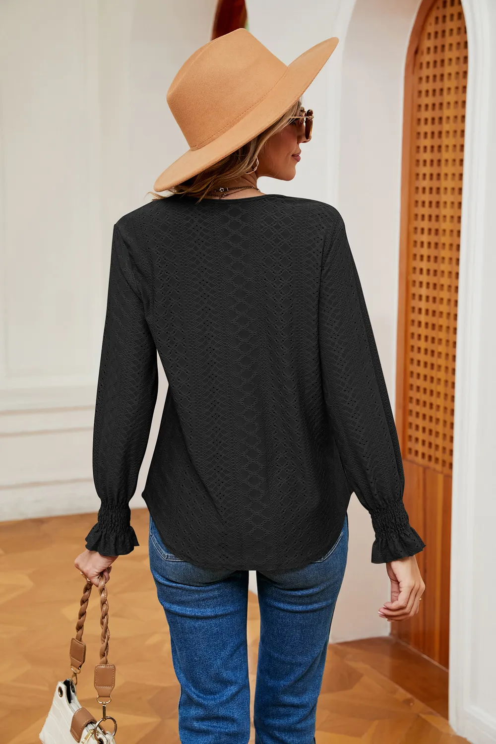 Contrast Flounce Sleeve Blouse, image 15