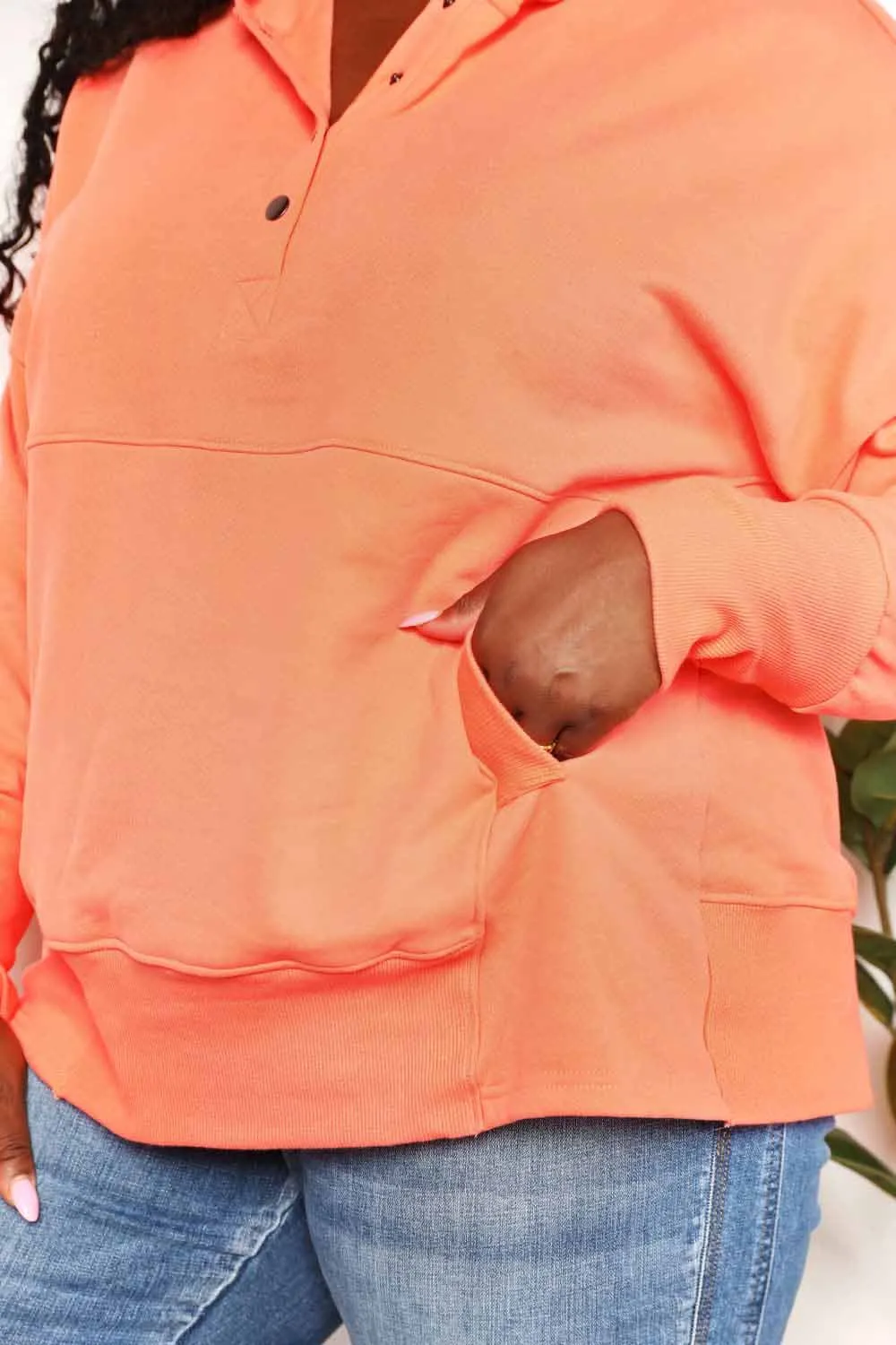 Quarter-Snap Dropped Shoulder Hoodie, image 2