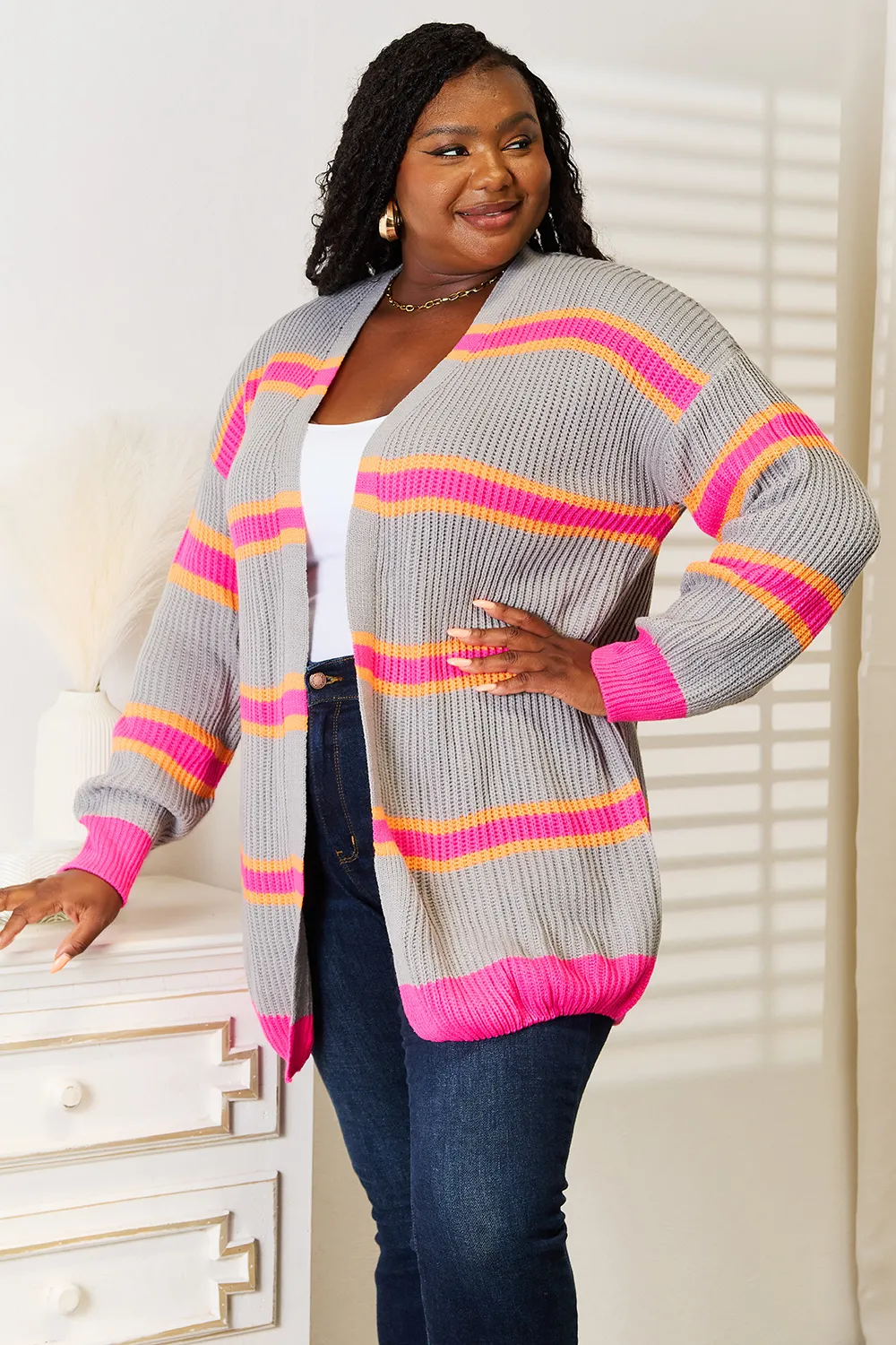 Ribbed Long Sleeve Cardigan, image 2