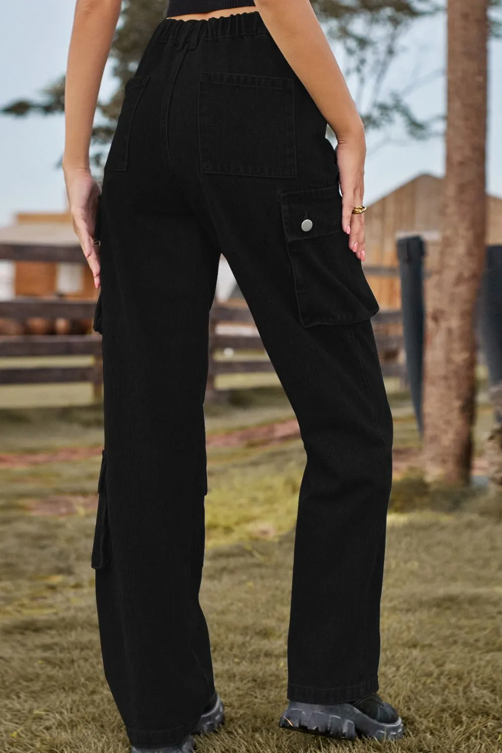 Loose Fit Long Jeans with Pockets, image 6