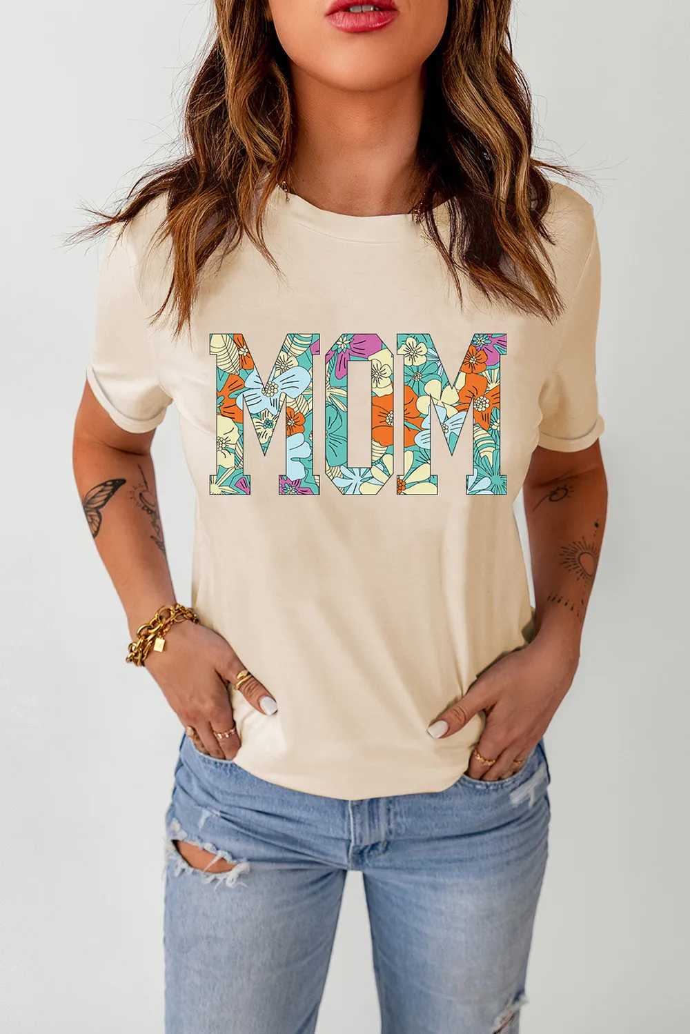 MOM Floral Graphic T-Shirt, image 2