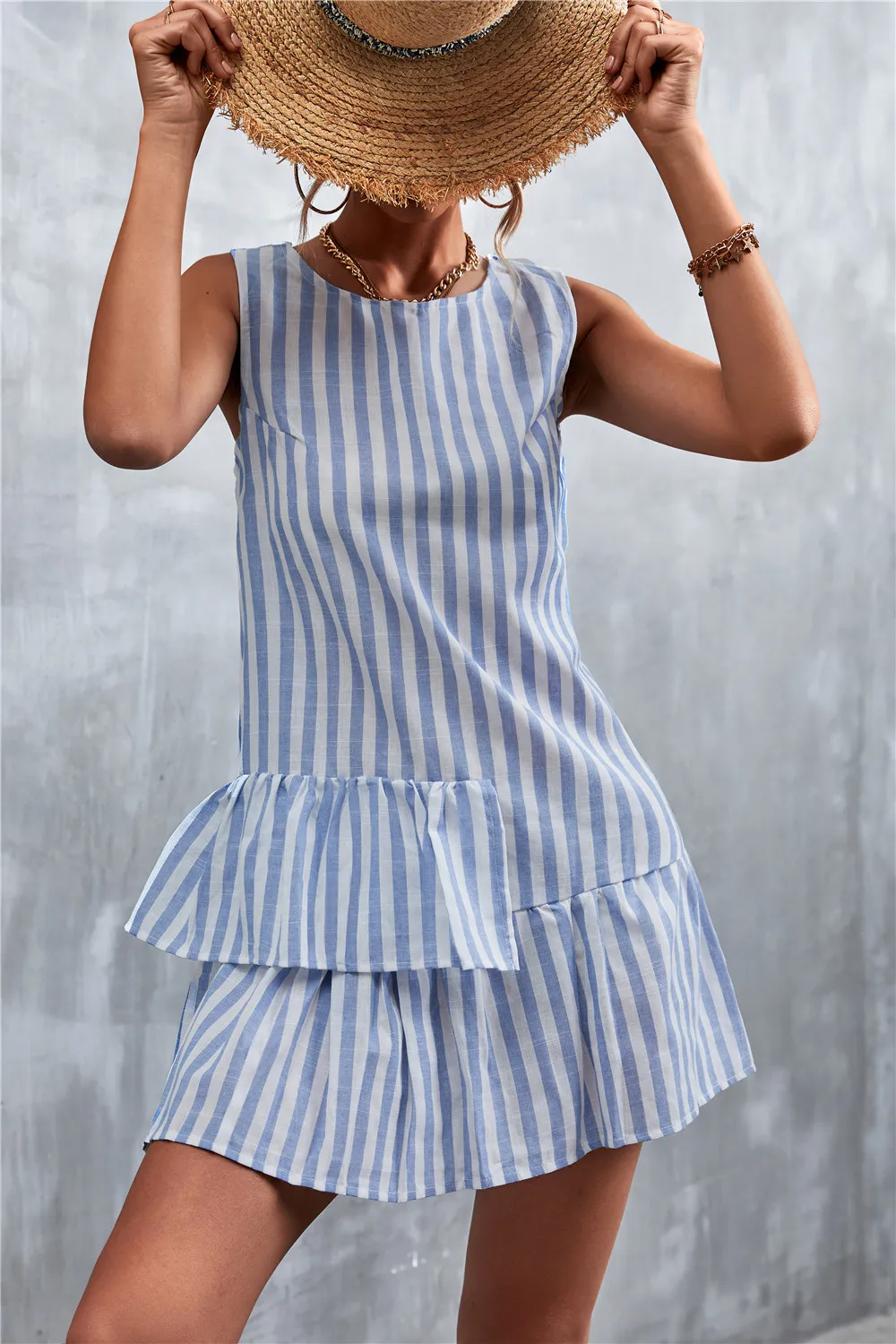 Striped Layered Sleeveless Dress, image 2