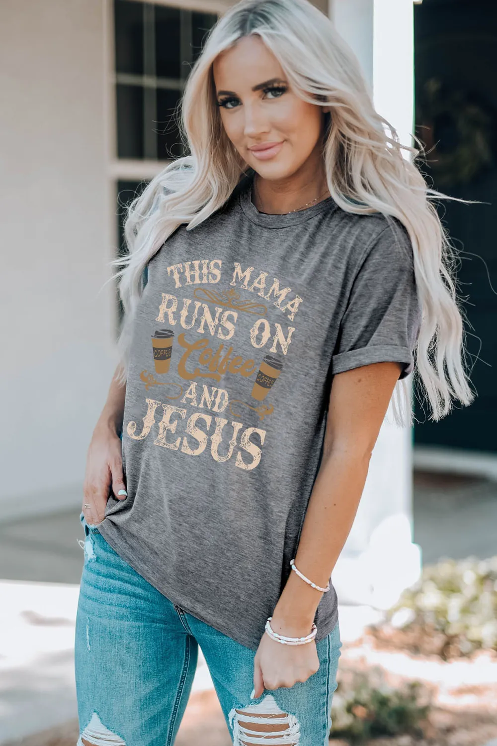 Slogan Graphic Round Neck Tee, image 2
