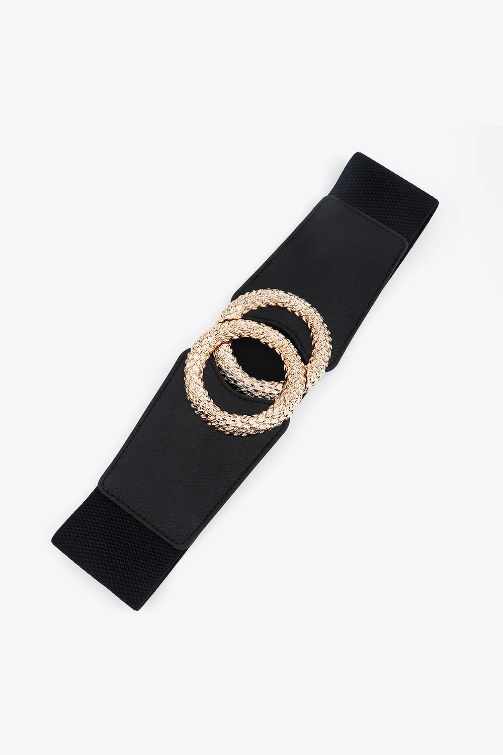 Circle Buckle Elastic Wide PU Belt, image 2