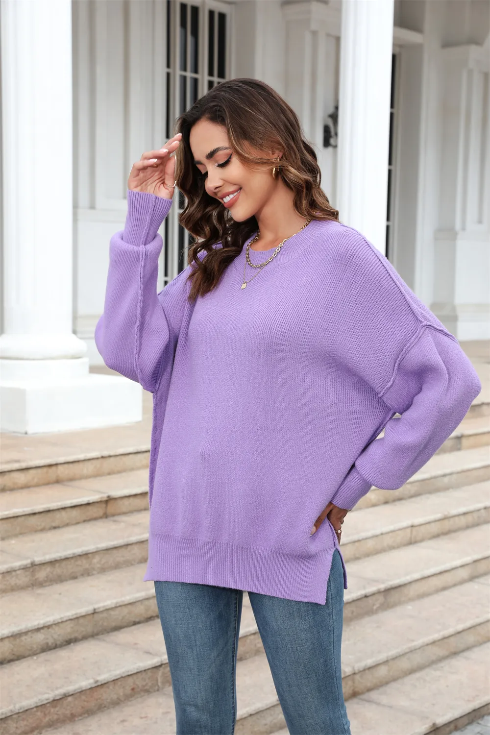 Round Neck Long Sleeve Sweater, image 14