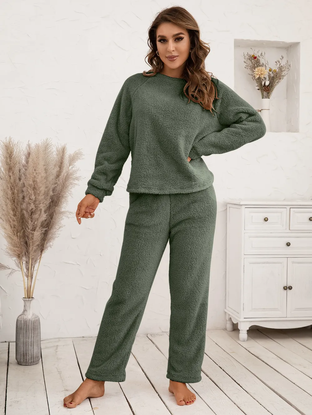 Teddy Long Sleeve Top and Pants Lounge Set, image 4