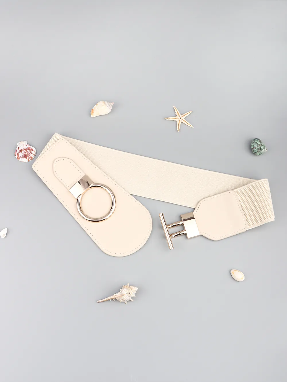 PU Elastic Wide Belt with Alloy Buckle, image 2
