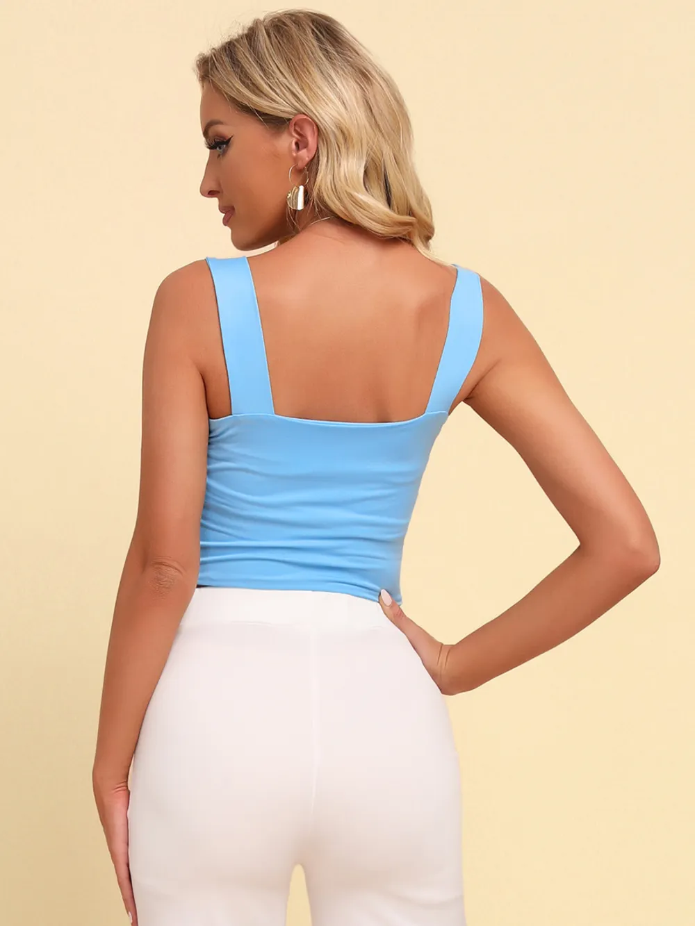 Square Neck Sleeveless Knit Top, image 2