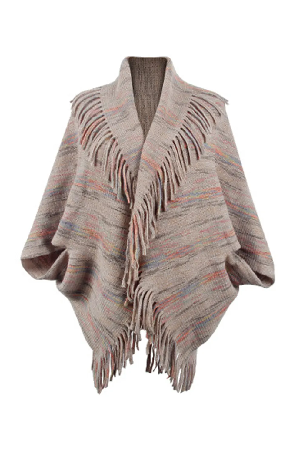 Fringe Detail Printed Poncho, image 2