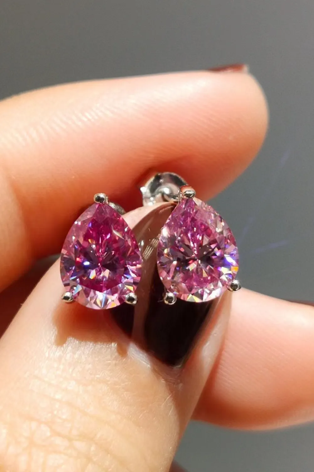 2 Carat Teardrop Moissanite Platinum-Plated Stud Earrings, image 2