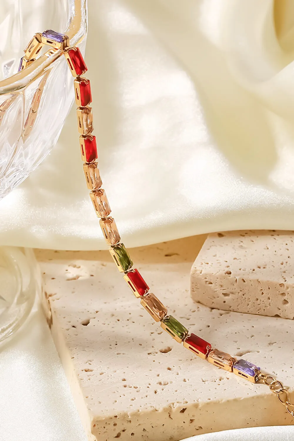 18K Gold Plated Multicolored Cubic Zirconia Bracelet, image 6