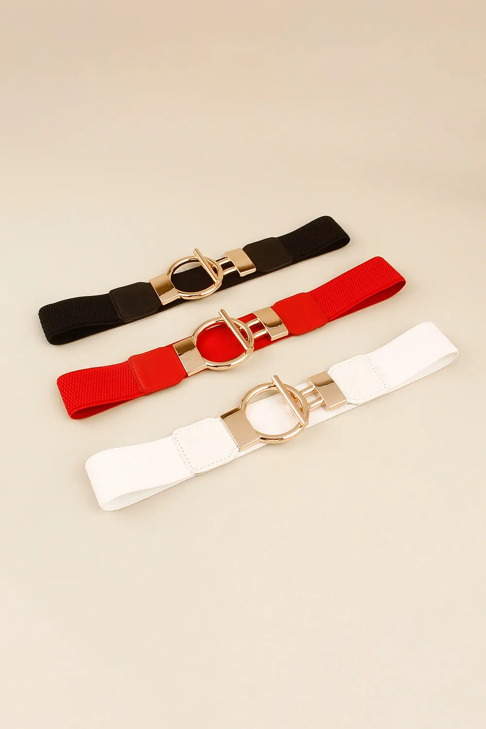 Circle Shape Buckle Zinc Alloy Buckle PU Leather Belt, image 2