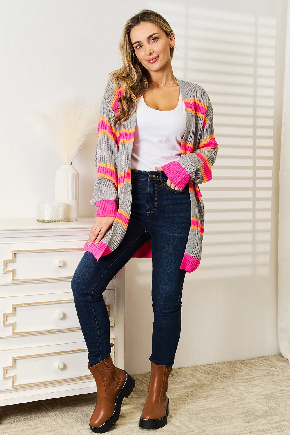 Ribbed Long Sleeve Cardigan, image 3