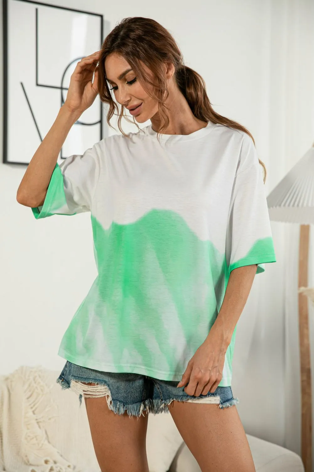 Tie-Dye Round Neck Tee Shirt, image 2