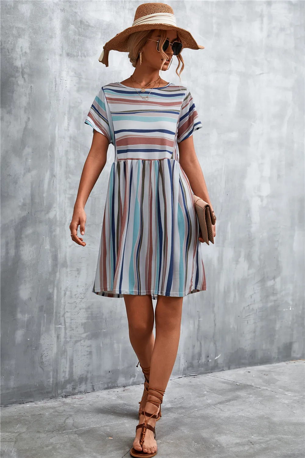 Striped Round Neck Dress, image 2