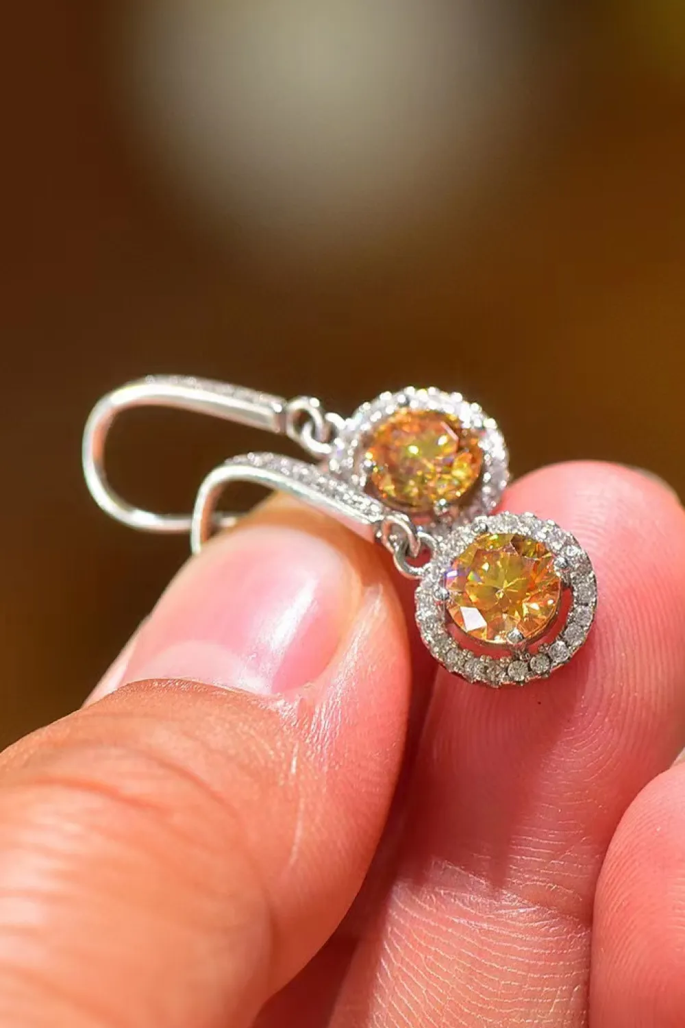 Platinum-Plated 2 Carat Moissanite Drop Earrings, image 6