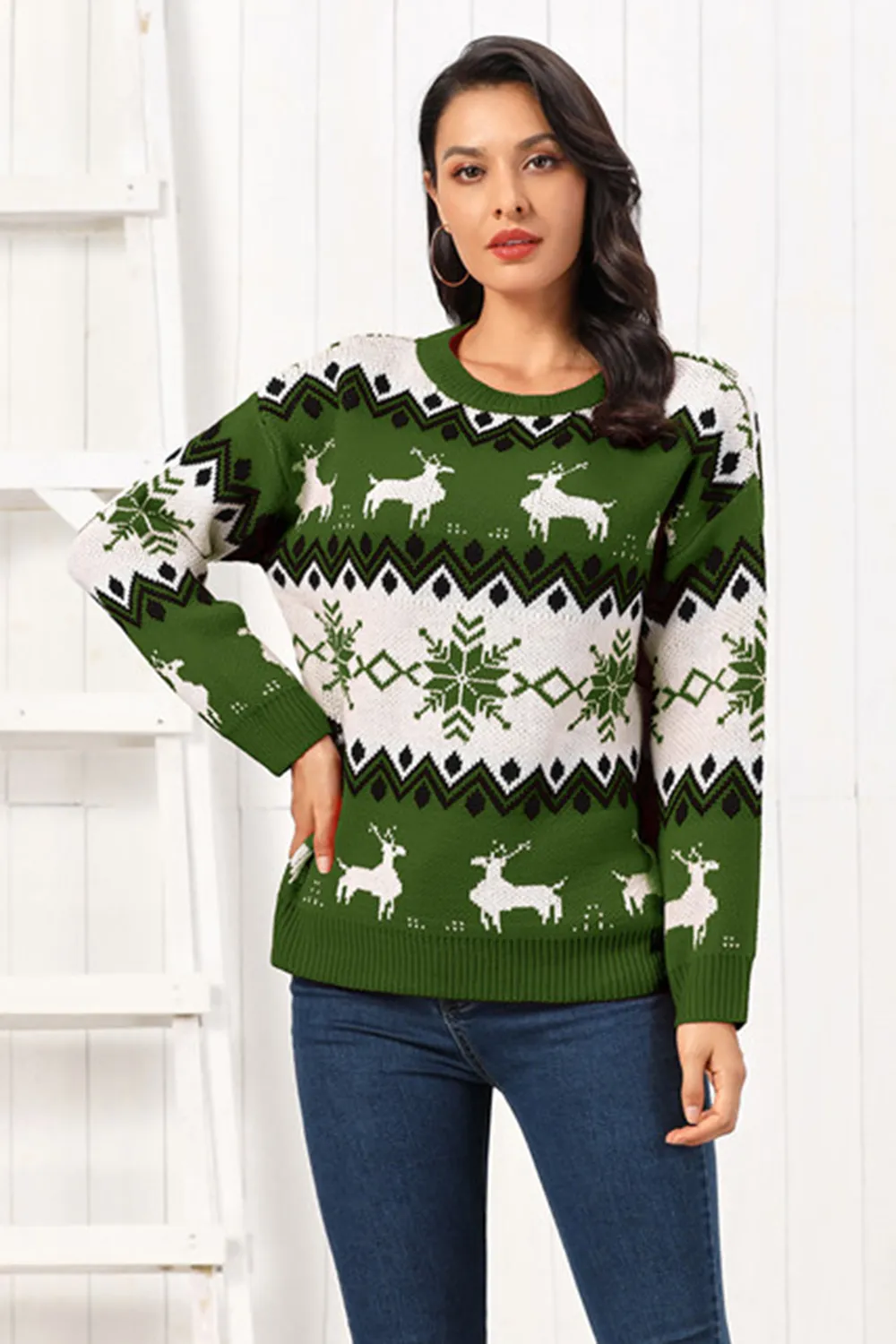 Reindeer Round Neck Sweater, image 7