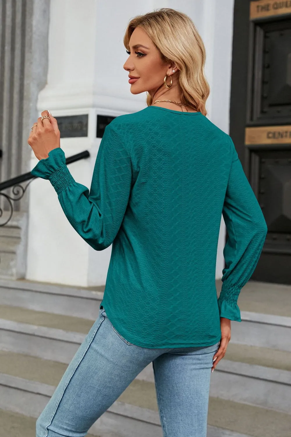 V-Neck Flounce Sleeve Blouse, image 15