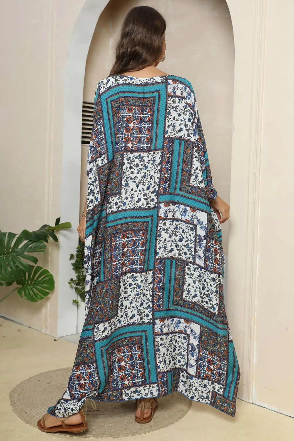 Printed V-Neck Split Maxi Dress, image 6