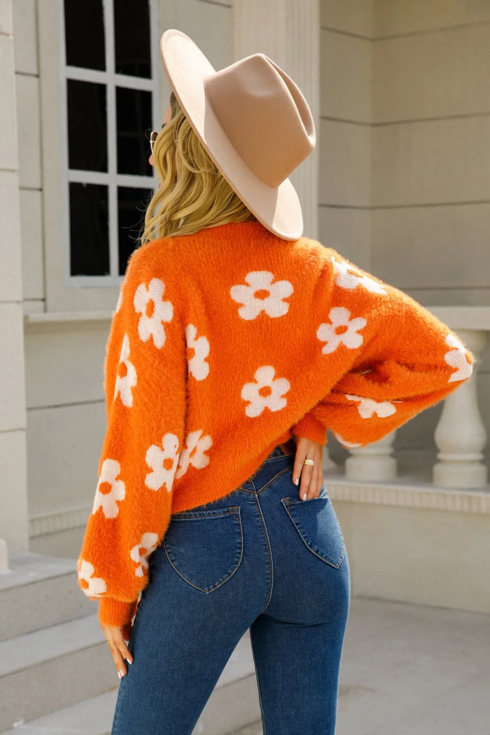 Floral Open Front Fuzzy Cardigan, image 2