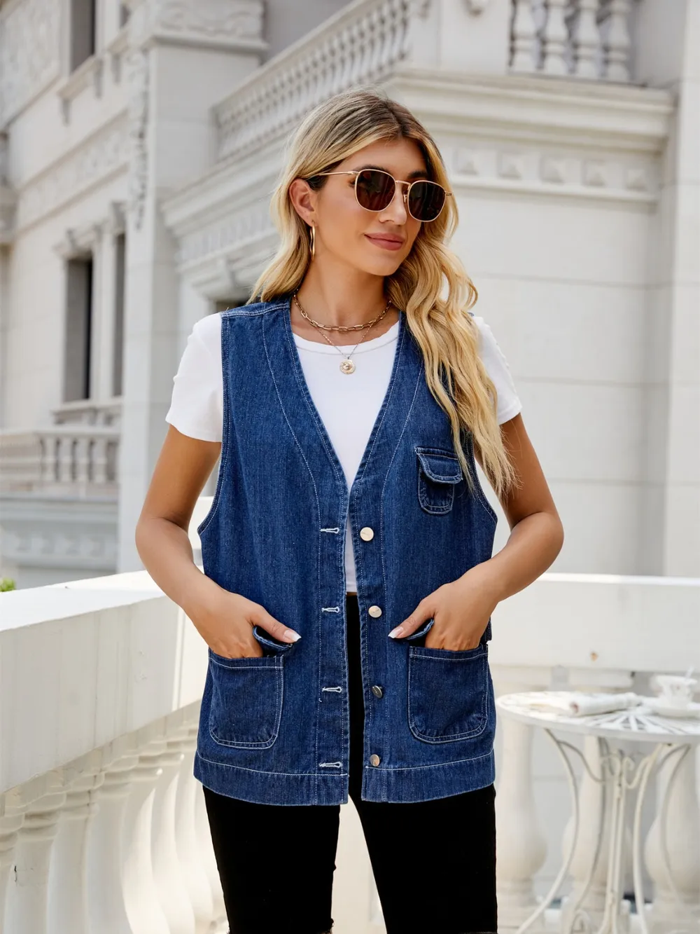 Button Down Denim Vest, image 2