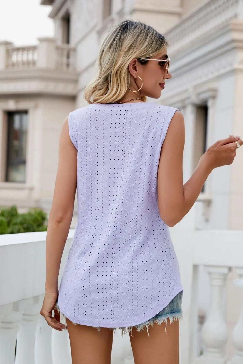Eyelet V-Neck Tank, image 4