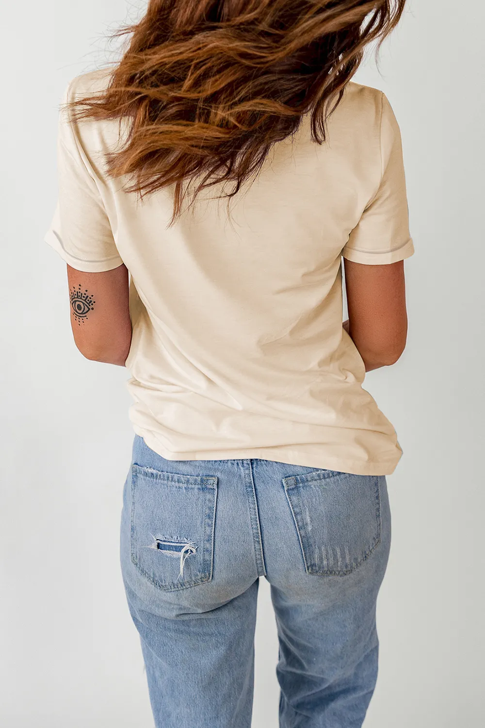 Letter Graphic Cuffed Tee Shirt, image 2