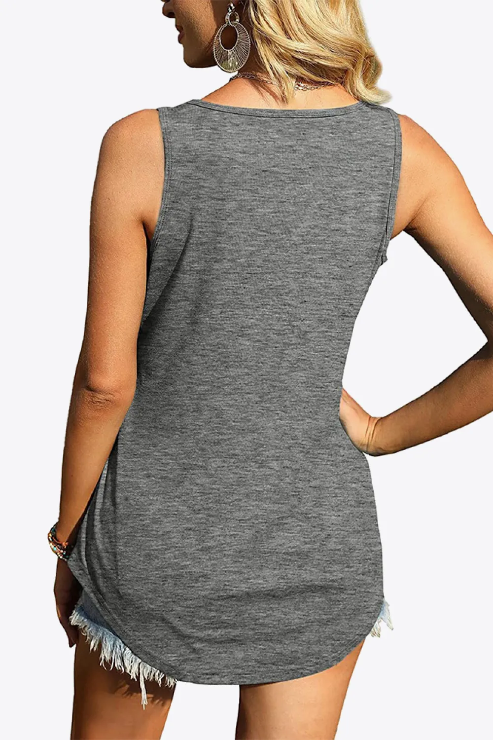Curved Hem Square Neck Tank, image 3