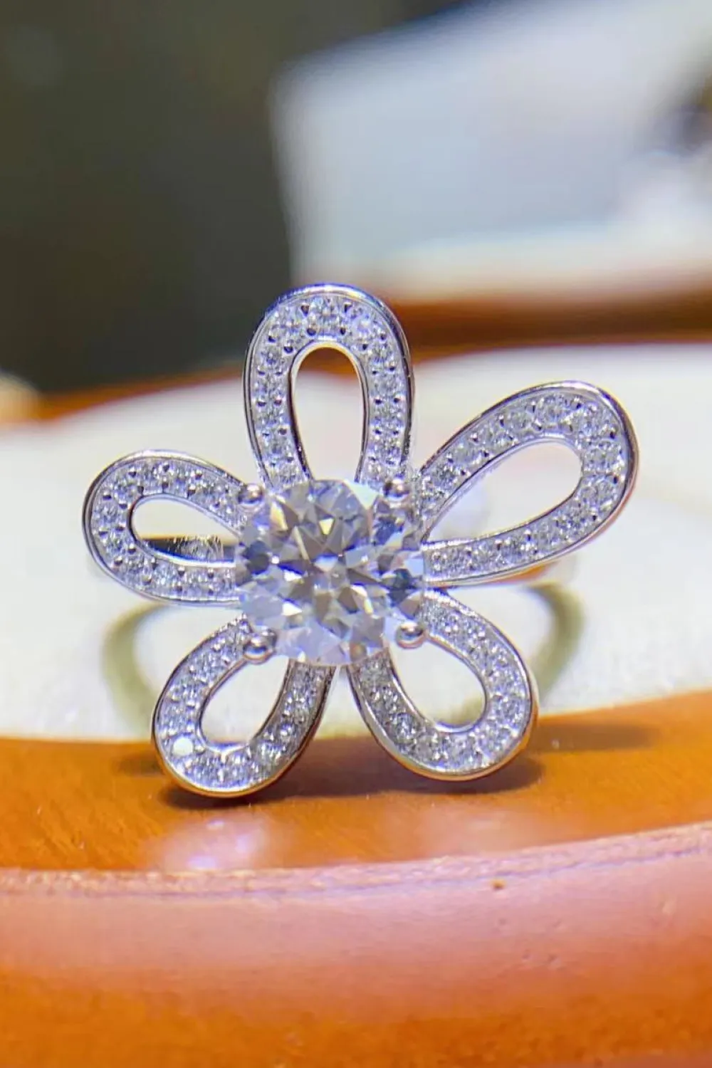 1 Carat Moissanite Flower-Shape Open Ring, image 4